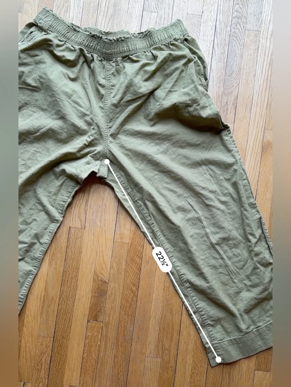 H&M Sage Green Olive High Waisted Wide Leg Cropped Pants Linen Cotton Blend XL